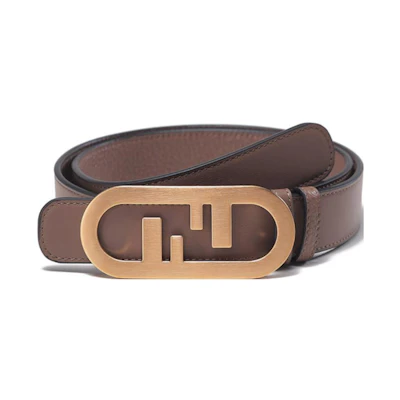 FENDI O'Lock Leather Reversible Belt Brown 3cm Width. 7C0475AH8XF1HR9