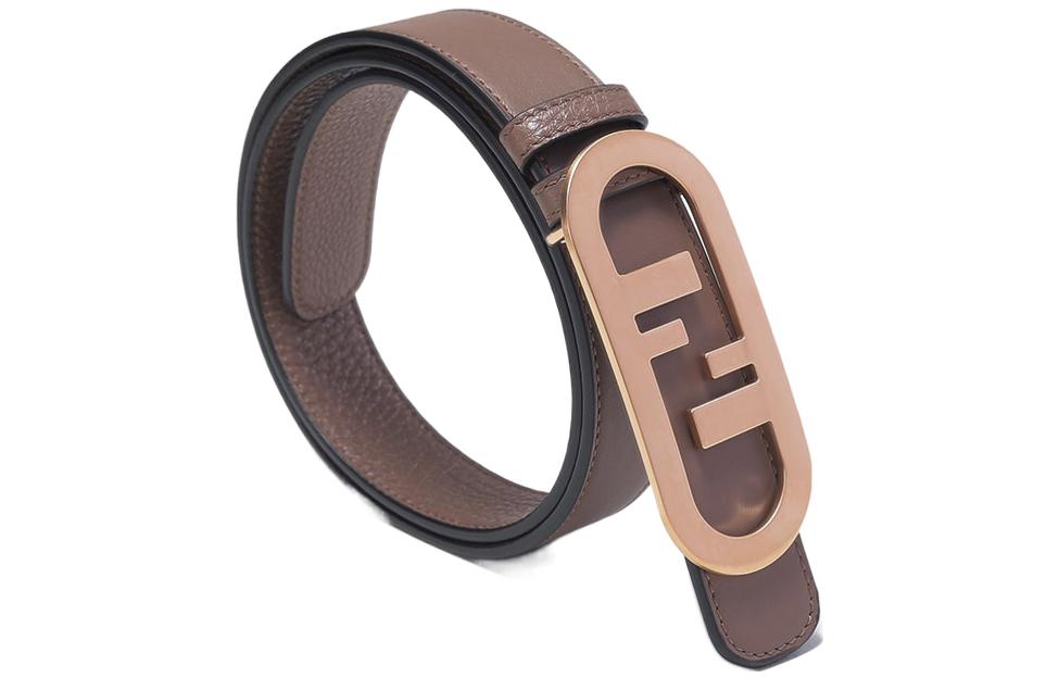 Lookbook FENDI O'Lock Leather Reversible Belt  Brown 3cm Width. 7C0475AH8XF1HR9