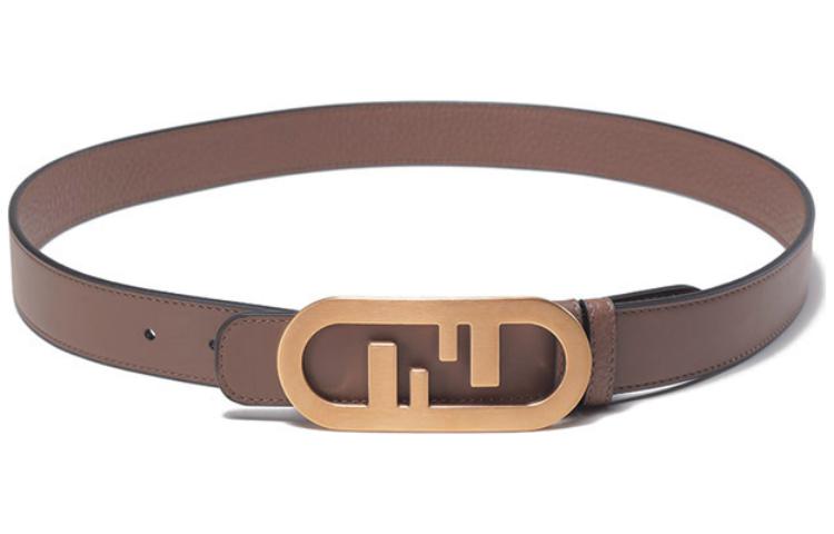Shop FENDI O'Lock Leather Reversible Belt  Brown 3cm Width. 7C0475AH8XF1HR9