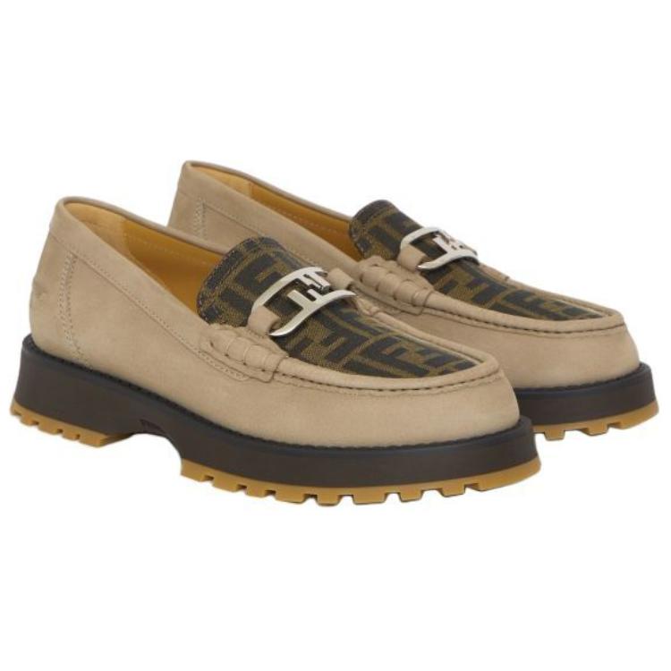 Fendi O'Lock Leather Slip-On Loafer 'Beige' 圖 3