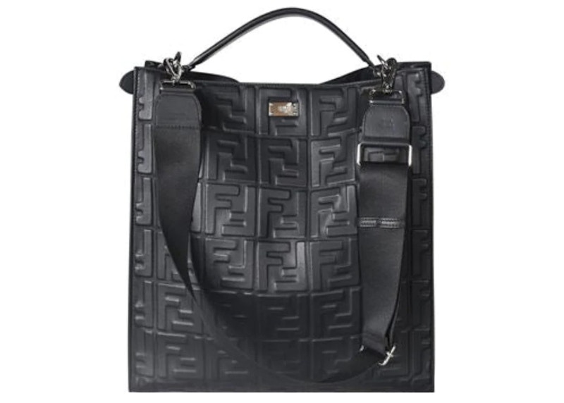 Fendi Peekaboo X-Lite Fit Nappa Embossed Handbag Large Black