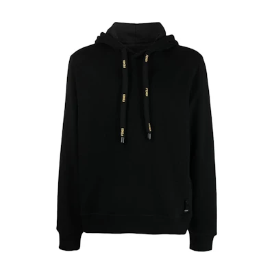 FENDI Plain Pullover Drawstring Hoodie Black FY0212AHC3F0QA1