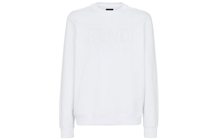Fendi Plain White Pullover Sweatshirt for Men FY1079A6P3F0QA0