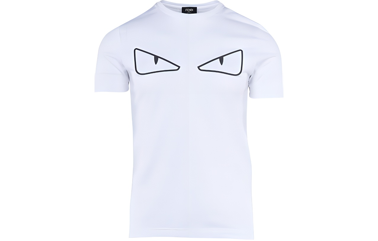 FENDI Printed Crewneck Straight-Cut Short Sleeve T-Shirt White (). FAF532A78JF0-ZNM