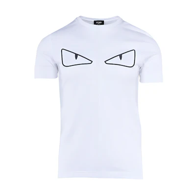 FENDI Printed Crewneck Straight-Cut Short Sleeve T-Shirt White (). FAF532A78JF0-ZNM