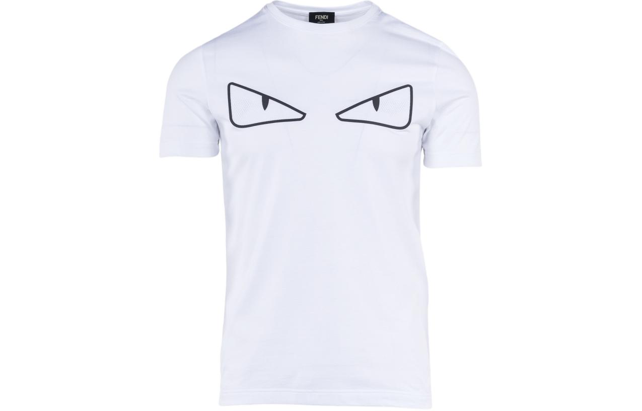 Order 펜디 프린트 크루넥 스트레이트 컷 반팔 티셔츠 화이트. FAF532A78JF0-ZNM