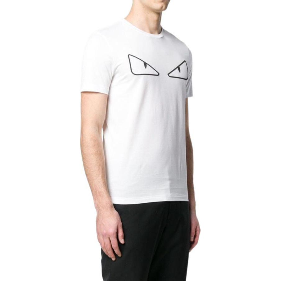 Shop 펜디 프린트 크루넥 스트레이트 컷 반팔 티셔츠 화이트. FAF532A78JF0-ZNM