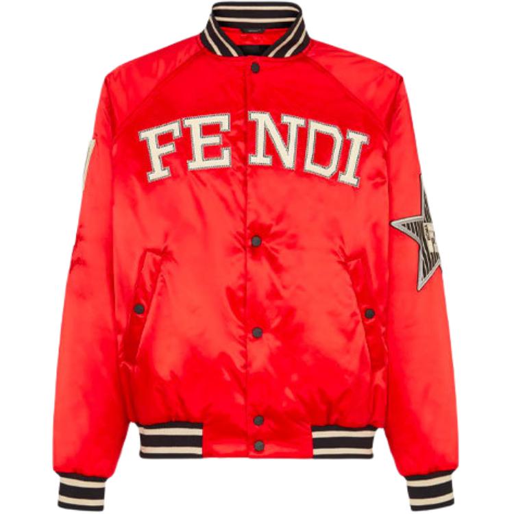 Fendi Red Aviator Jacket with Bold Applique Details FAA814A53PF1DOO