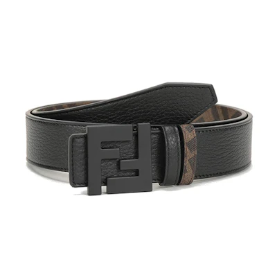 FENDI Reversible FF Monogram Leather Belt Black/Brown 3.5cm 7C0432AEU9F148A