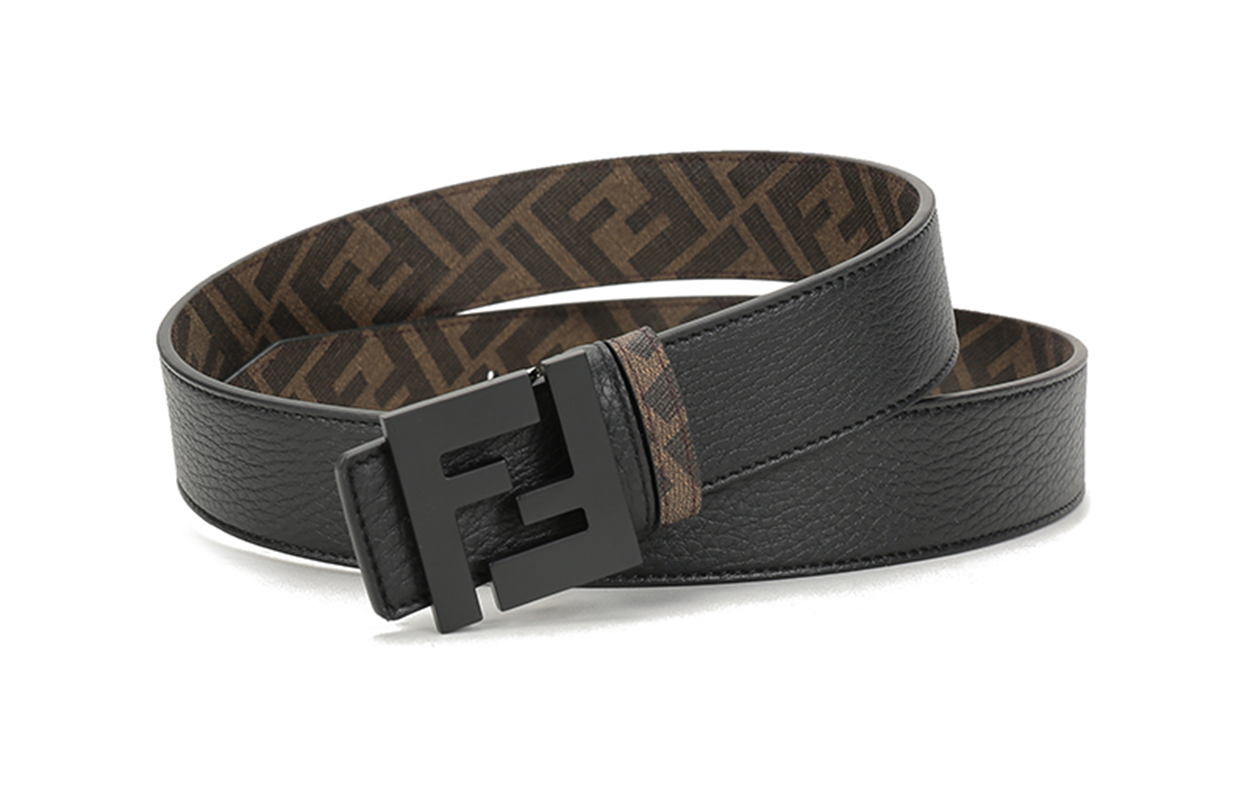 Order FENDI Reversible FF Monogram Leather Belt Black/Brown 3.5cm 7C0432AEU9F148A