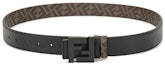 Shop FENDI Reversible FF Monogram Leather Belt Black/Brown 3.5cm 7C0432AEU9F148A