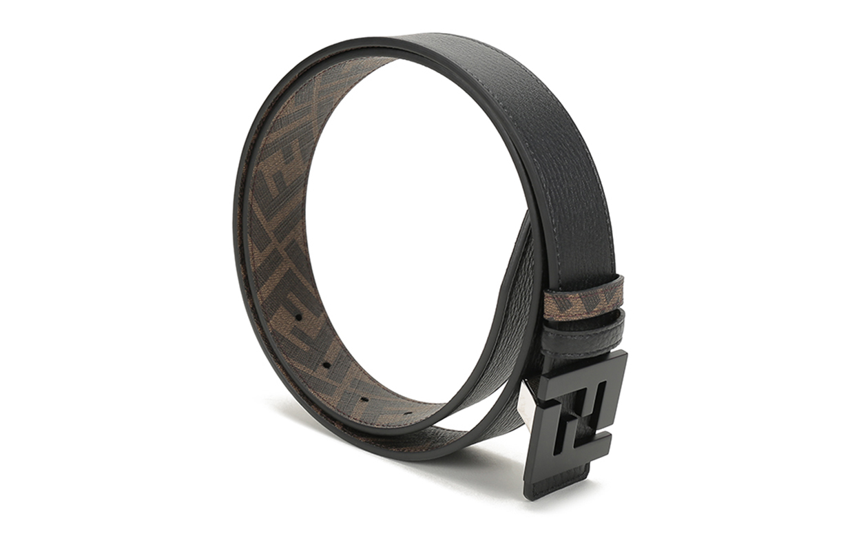 Purchase FENDI Reversible FF Monogram Leather Belt Black/Brown 3.5cm 7C0432AEU9F148A