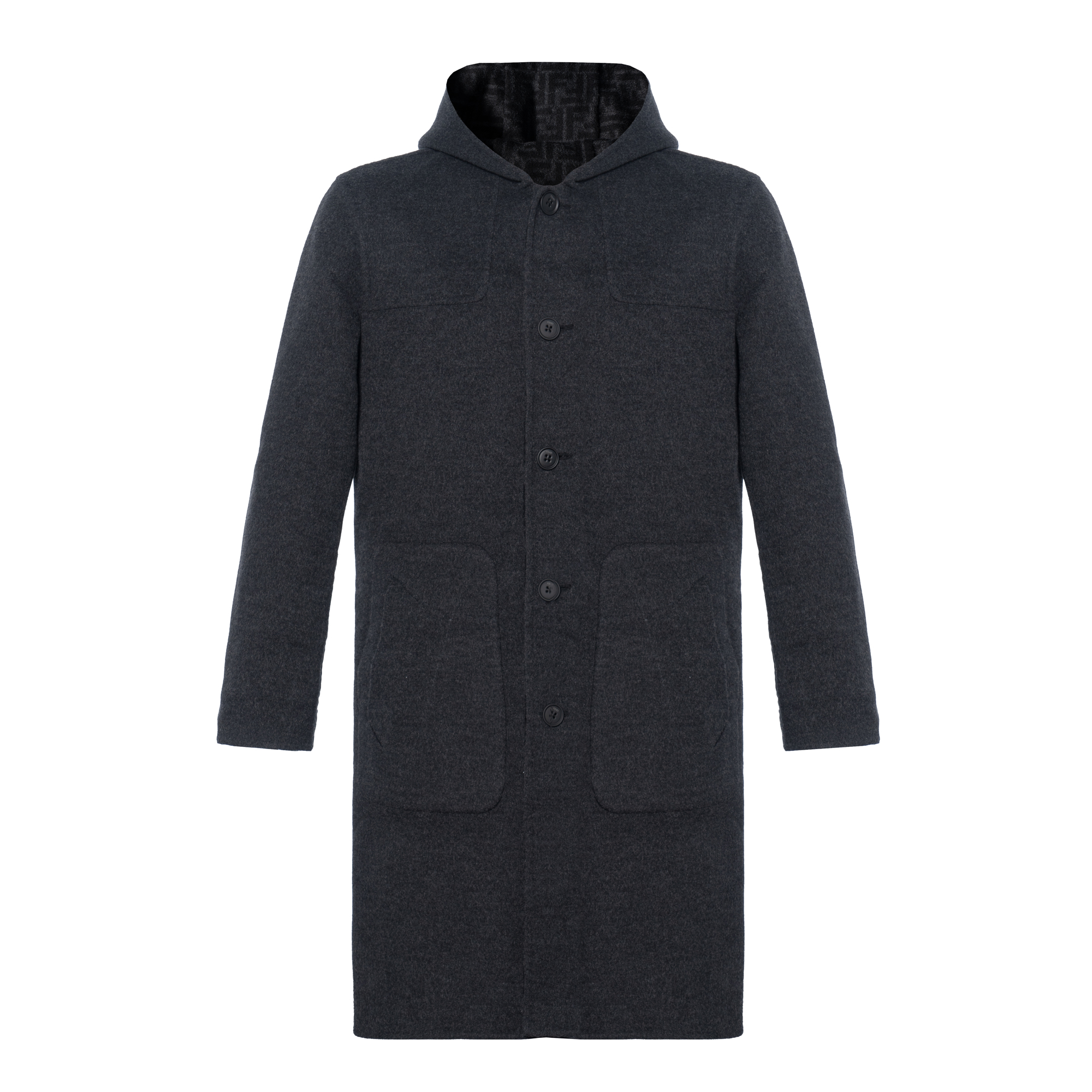 FENDI Reversible Mid-Length Hooded Coat Gray for Men. FF0249AHBTF0MYM