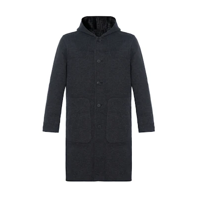 FENDI Reversible Mid-Length Hooded Coat Gray for Men. FF0249AHBTF0MYM