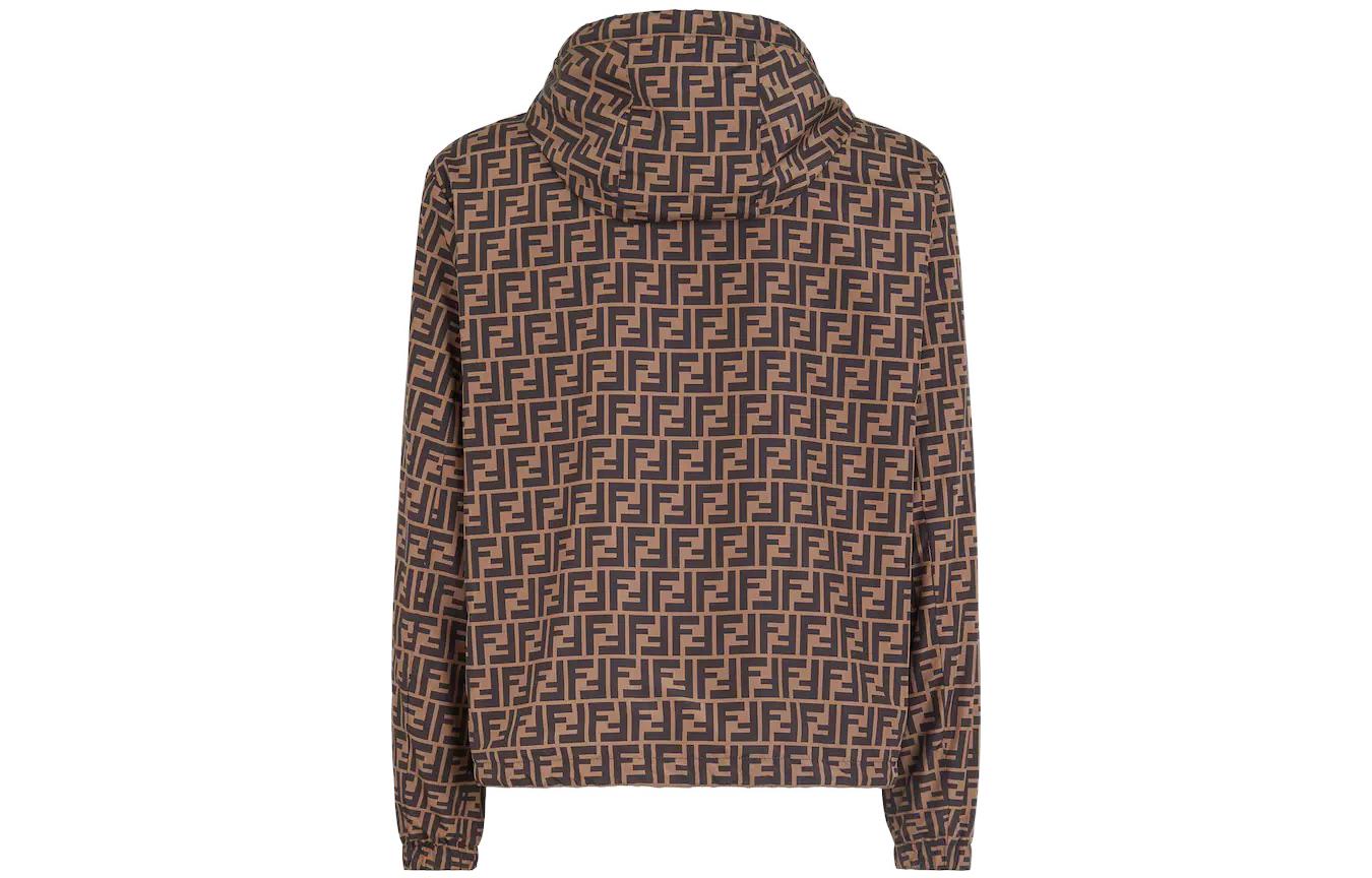 Shop FENDI 可翻转FF标志连帽外套 棕色 FAA615A79NF13IZ