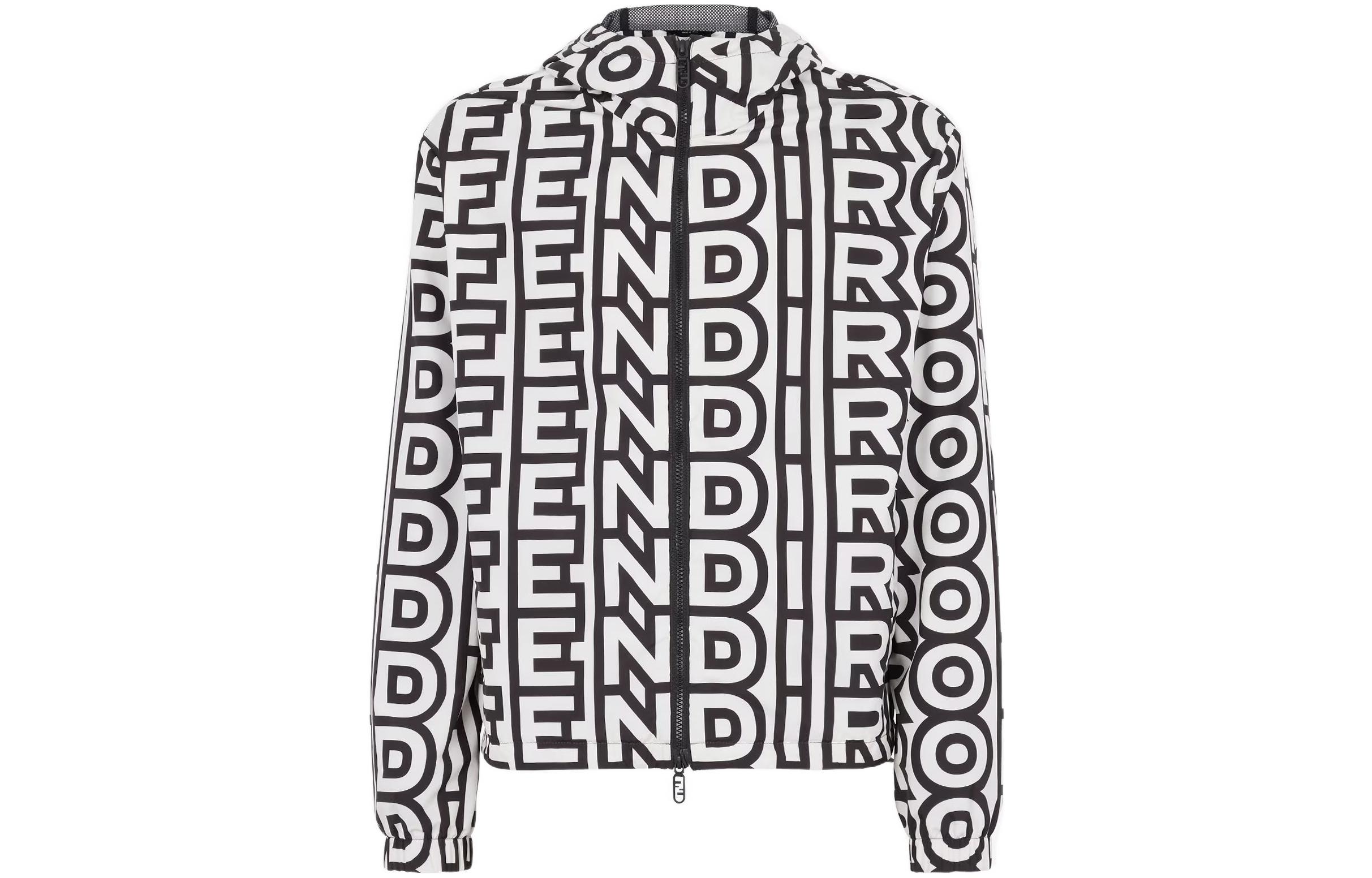 Order 芬迪罗马胶囊系列男士撞色连帽夹克带标志印花. FAA888AN5QF1KE7