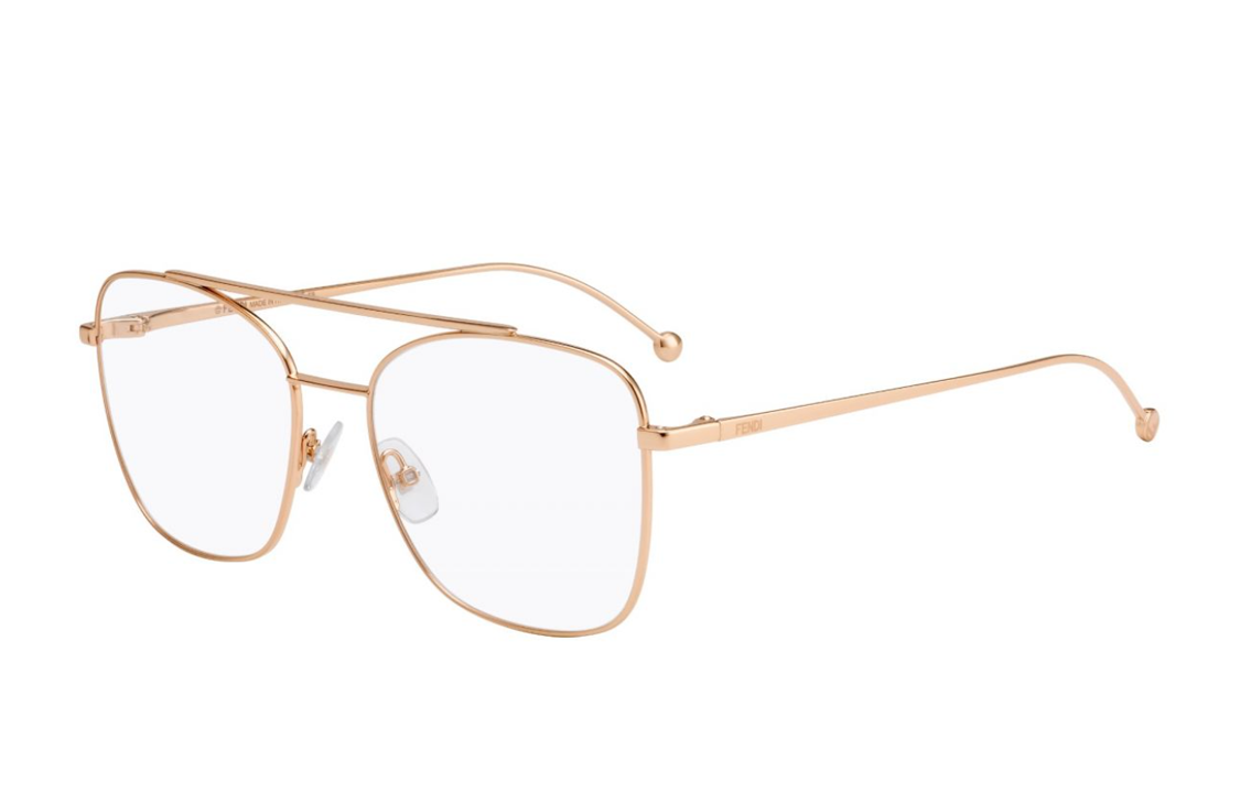 FENDI Rose Gold Metal Irregular Optical Glasses Unisex Couple Design. FF0354
