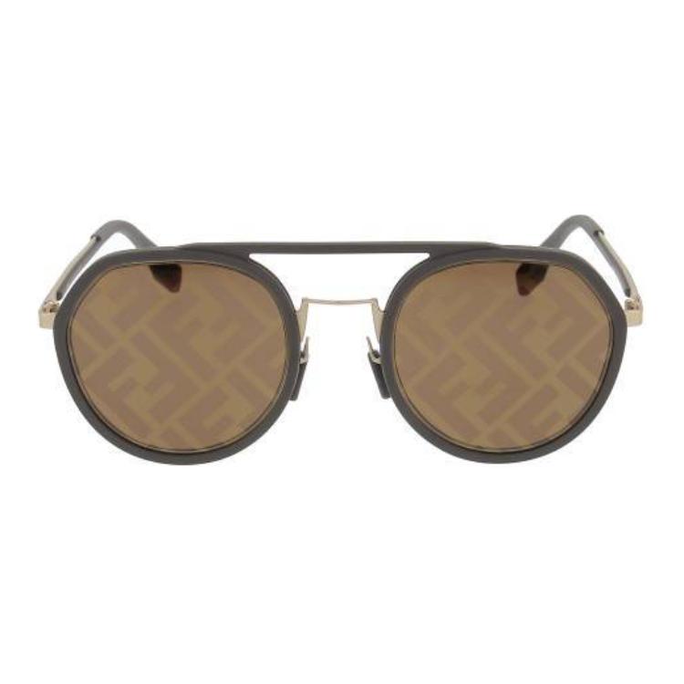 Lookbook FENDI 綠色圓形金屬墨鏡 男女通用 附品牌標誌鏡腳設計 FE40040U50g