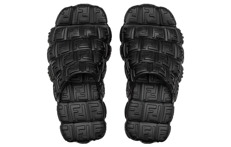 Shop 芬迪云朵宽带黑色时尚橡胶凉鞋 7X1573AMFGF0QA1