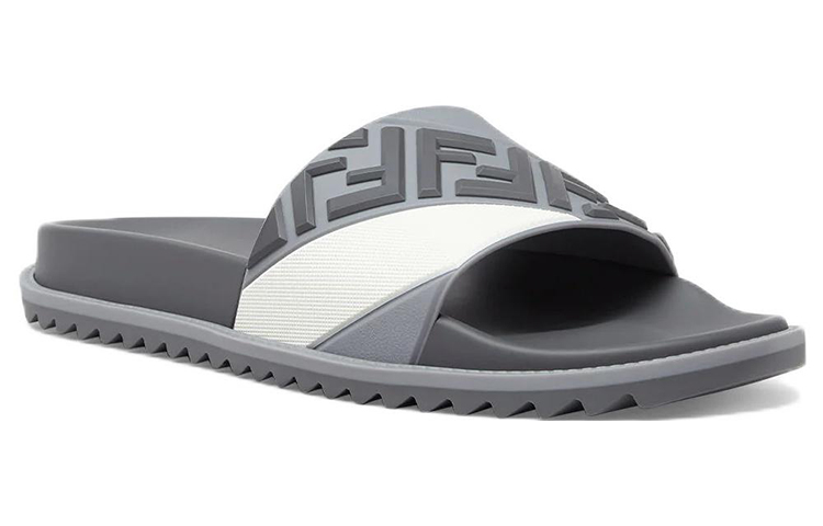 Fendi Rubber Flat Round Toe Slide 'Grey' 圖 3