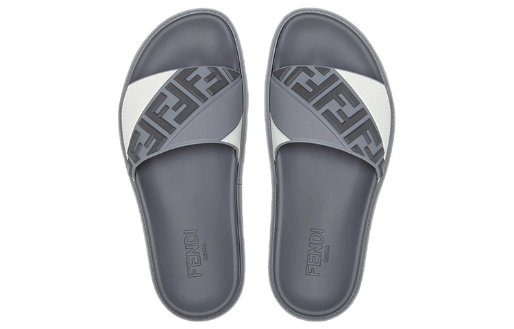 Fendi Rubber Flat Round Toe Slide 'Grey' 圖 4
