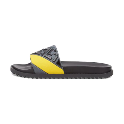 Fendi Rubber Fussbetts Slides 'Embossed Diagonal FF - Grey Yellow'
