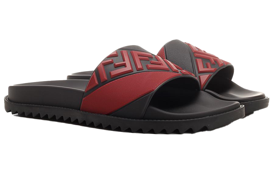 Fendi Rubber Logo Slides 'Red Black' 圖 3