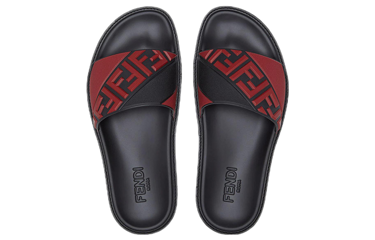 Fendi Rubber Logo Slides 'Red Black' 圖 4