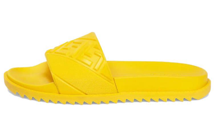 Fendi Rubber Slides 'Embossed Diagonal FF Motif - Yellow'