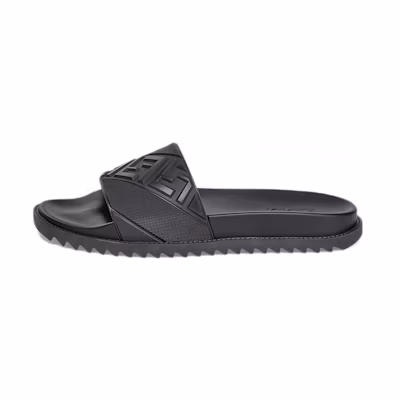 Fendi Rubber Slides 'Embossed Diagonal FF Motif - Black'