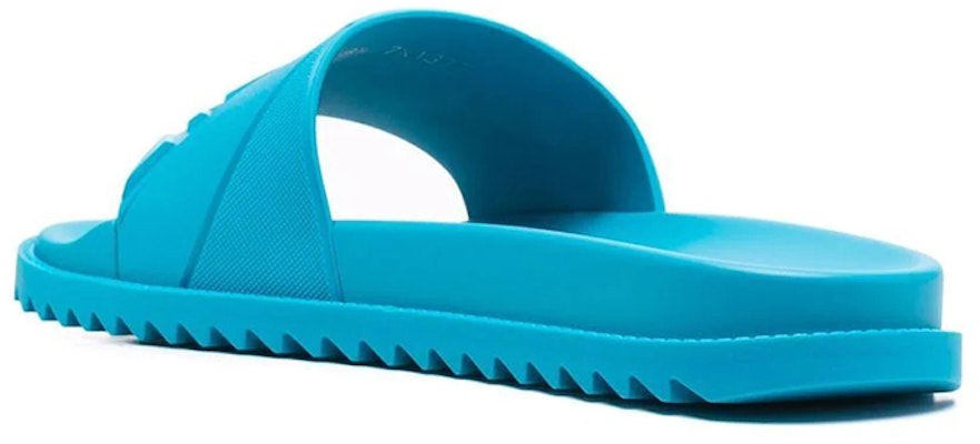 Fendi Rubber Slides 'Embossed Diagonal FF Motif - Turquoise' 7X1377-ABO2-F1E4P Lookbook Fendi Rubber Slides 'Embossed Diagonal FF Motif - Turquoise' 7X1377-ABO2-F1E4P