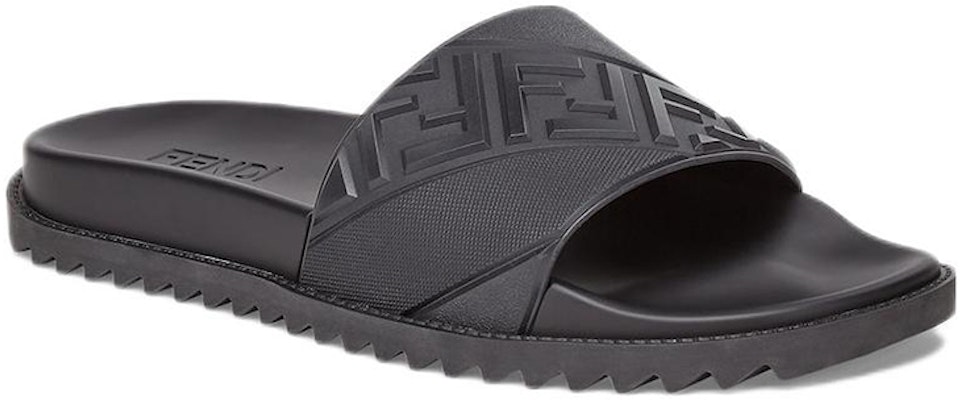 Fendi Rubber Slides 'Embossed Diagonal FF Motif - Black' 7X1377ABO2F0QA1 Lookbook Fendi Rubber Slides 'Embossed Diagonal FF Motif - Black' 7X1377ABO2F0QA1