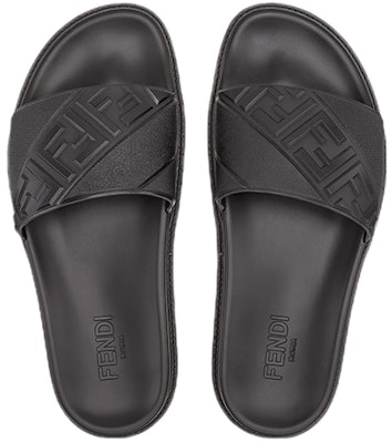 Fendi Rubber Slides 'Embossed Diagonal FF Motif - Black' 7X1377ABO2F0QA1 Shop Fendi Rubber Slides 'Embossed Diagonal FF Motif - Black' 7X1377ABO2F0QA1