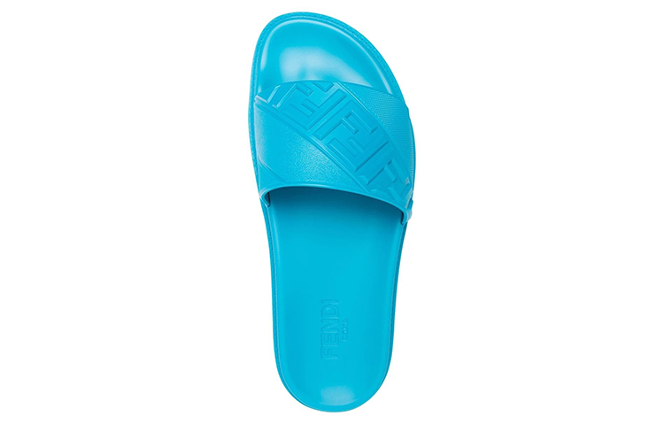 Shop Sandalias de Goma Fendi 'Motivo FF Diagonal en Relieve - Turquesa' 7X1377-ABO2-F1E4P