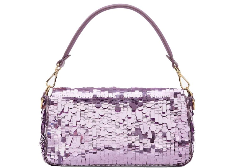 Order フェンディ シークインとレザーのバゲット ライラック