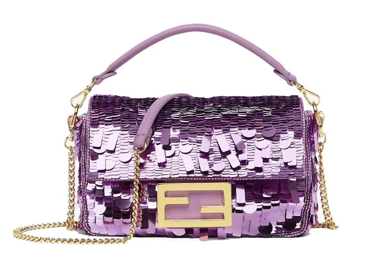 Fendi Sequin and Leather Baguette Mini Purple