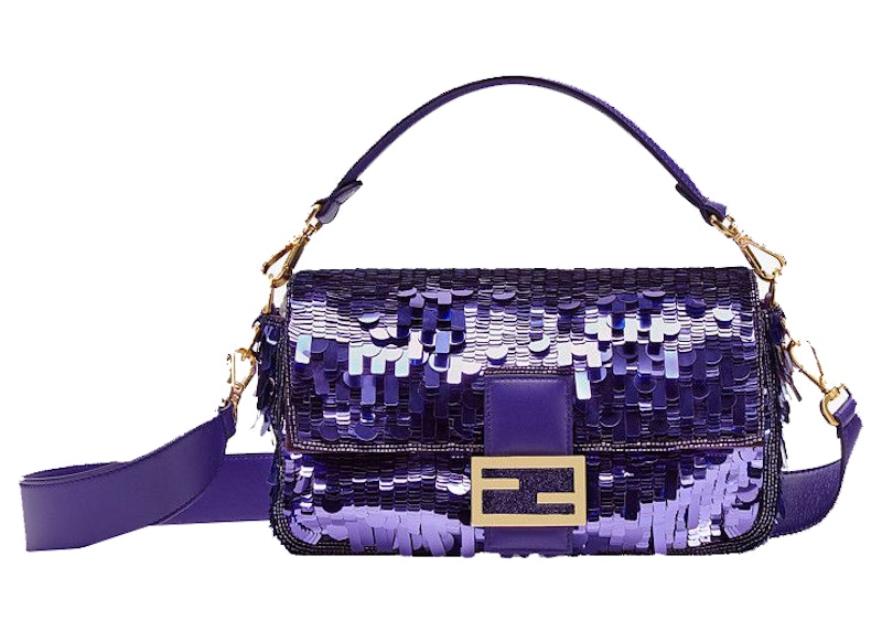 Fendi Sequined Baguette Bag Medium Purple
