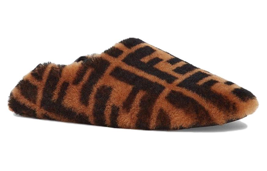 Order Fendi Shearling Slipper 'FF Logo - Brown' 7P1406-AD7M-F0R7R