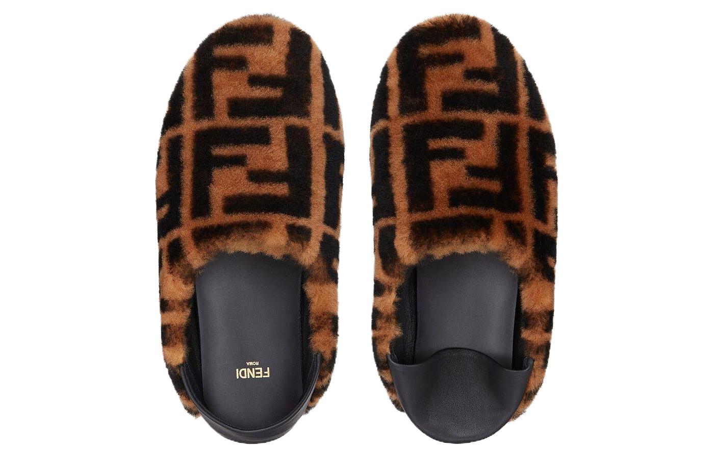 Lookbook Fendi Shearling Slipper 'FF Logo - Brown' 7P1406-AD7M-F0R7R
