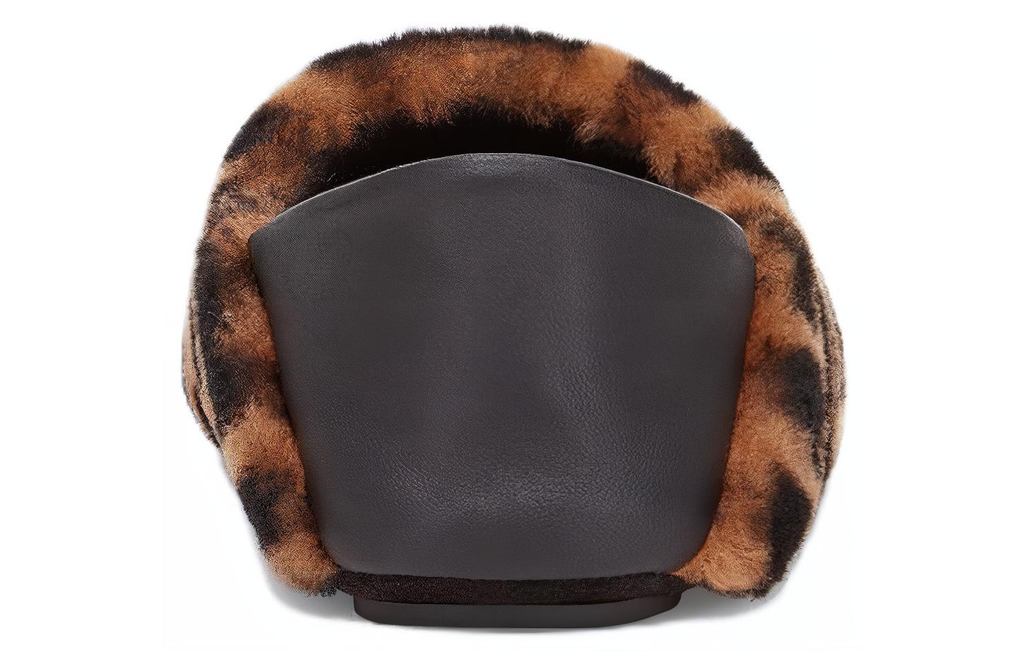 Shop Fendi Selipar Bulu 'Logo FF - Coklat' 7P1406-AD7M-F0R7R