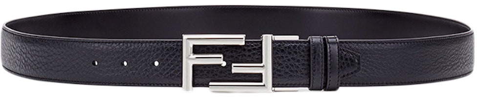 FENDI Silver Logo Leather Belt Black 3.5cm 7C034470JF0GXN FENDI Silver Logo Leather Belt Black 3.5cm 7C034470JF0GXN