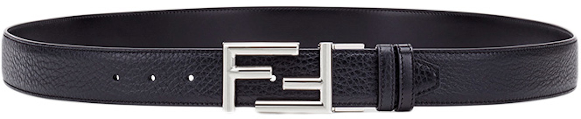 FENDI Silver Logo Leather Belt Black 3.5cm 7C034470JF0GXN Buy FENDI Silver Logo Leather Belt Black 3.5cm 7C034470JF0GXN