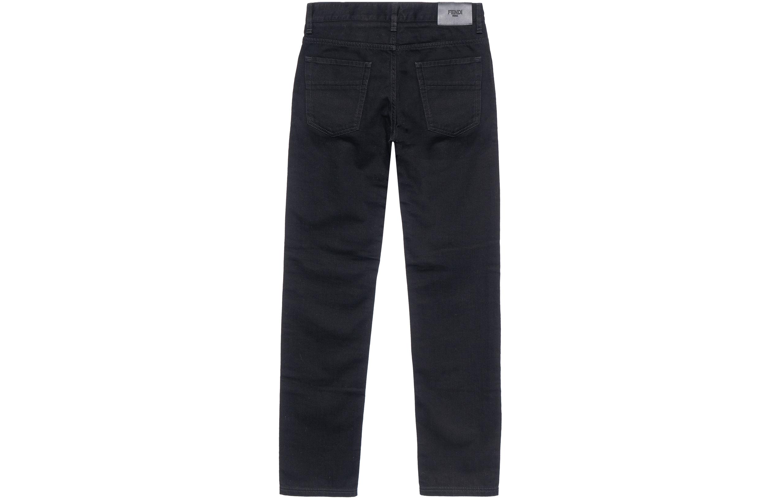 Lookbook FENDI Slim Fit Jeans Hitam dengan Perincian Zip Berstud FLP201AHBYF0QA1