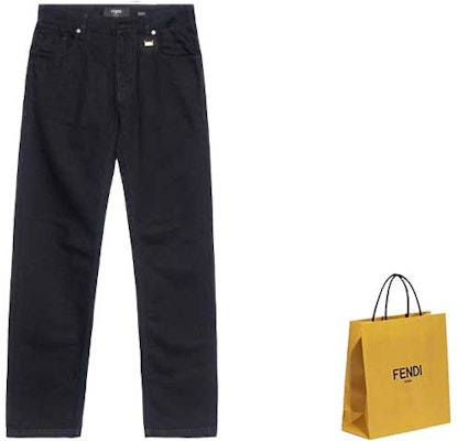 FENDI Slim Fit Black Denim Jeans with Studded Zipper Detailing FLP201AHBYF0QA1 Shop FENDI Slim Fit Black Denim Jeans with Studded Zipper Detailing FLP201AHBYF0QA1