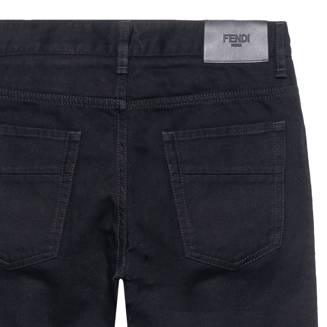 Cheap FENDI Slim Fit Jeans Hitam dengan Perincian Zip Berstud FLP201AHBYF0QA1