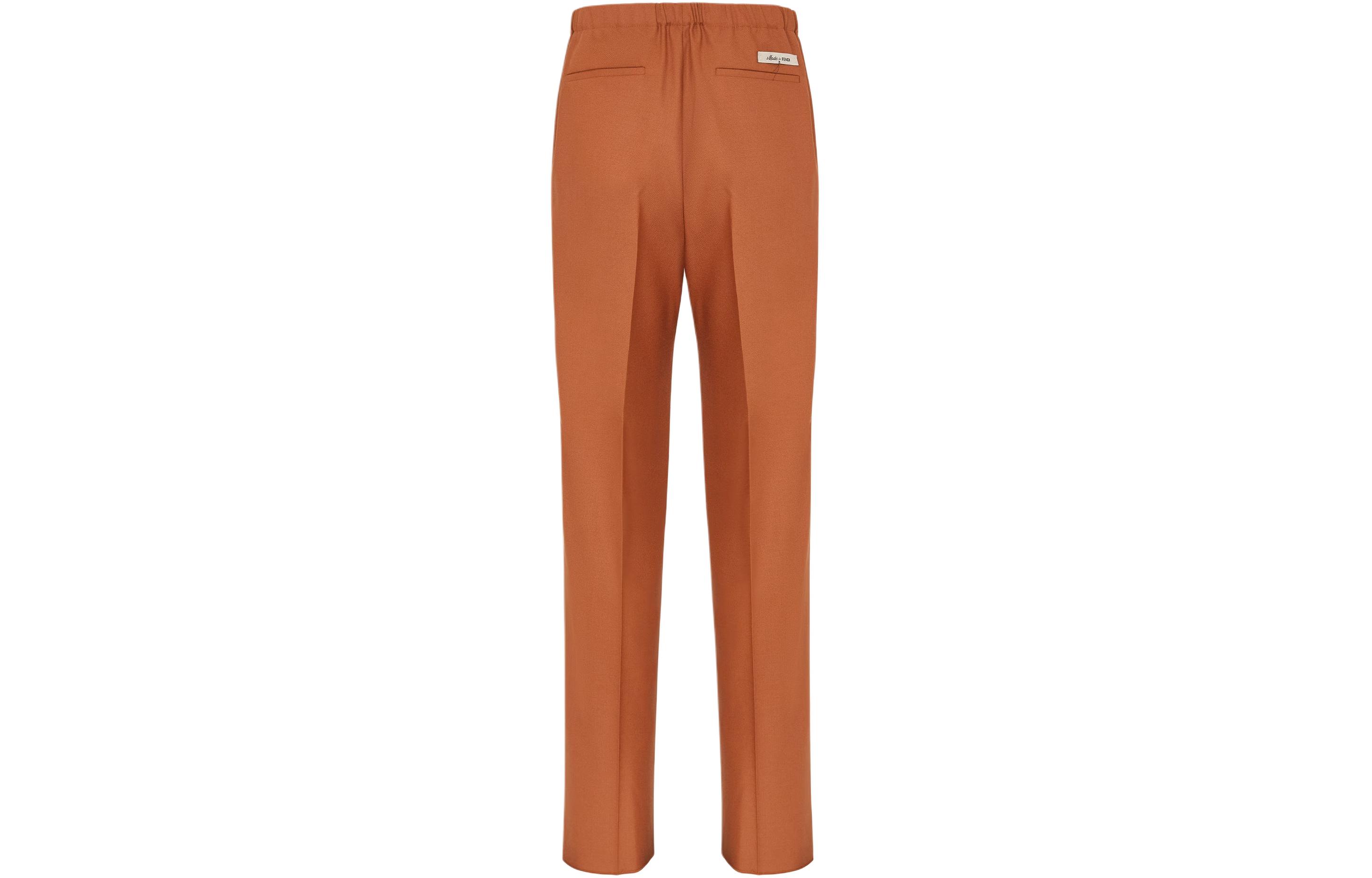 Lookbook 芬迪棕色弹性腰带褶皱设计休闲裤 FB0979AR8SF1MTR