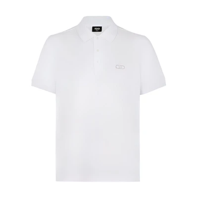 FENDI Solid Color Casual Short Sleeve Polo Shirt White FY0985APMVF1KTX