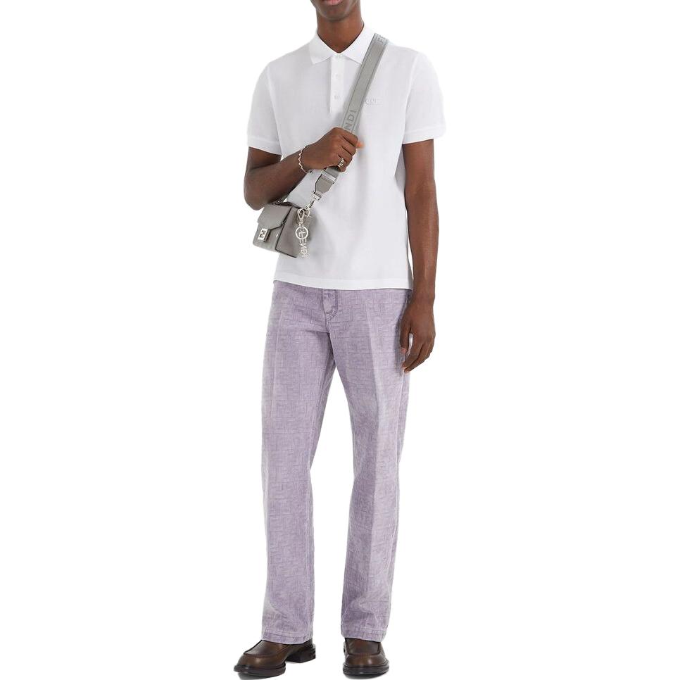 Shop FENDI Polo Casual de Manga Corta Color Sólido Blanco. FY0985APMVF1KTX