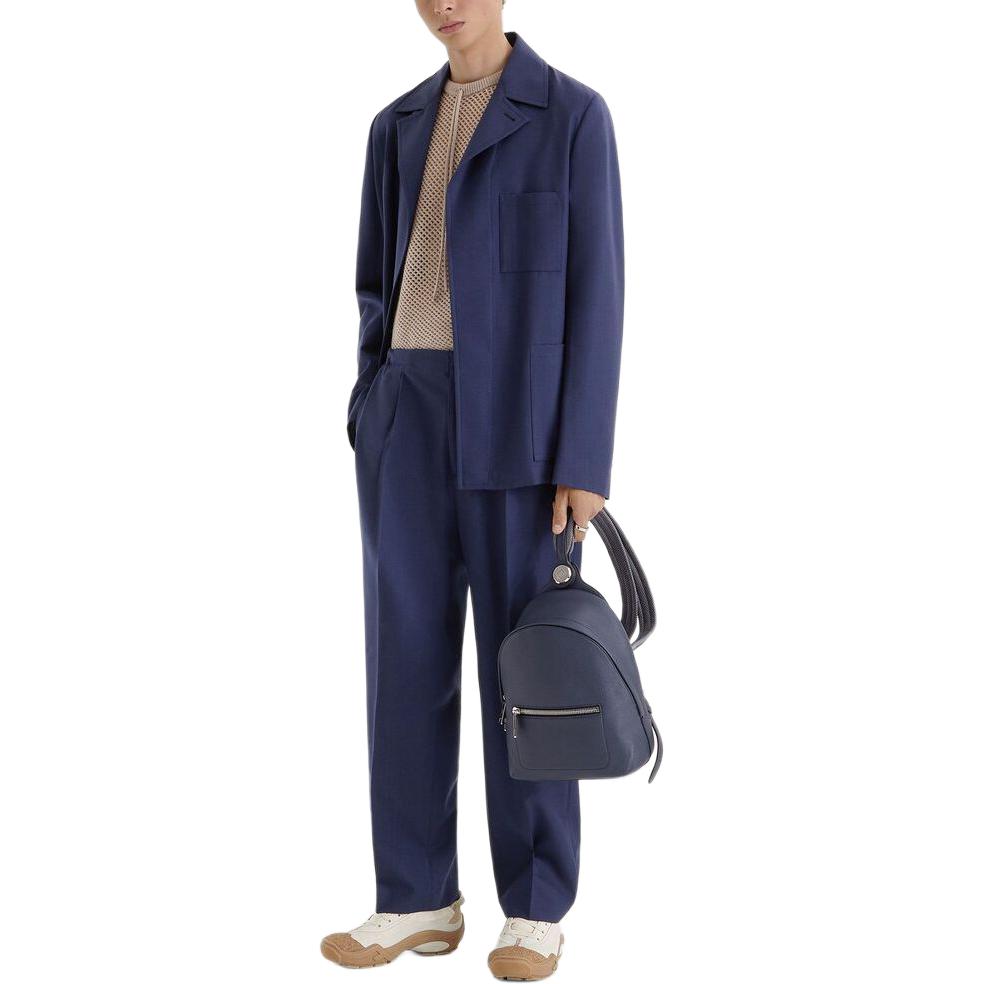 Shop Fendi 素色休閒夾克 藍色 FJ0797AR8SF04V6