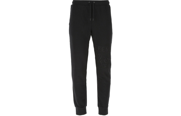 FENDI Solid Color Knit Drawstring Jogger Pants Black FAB515AD3RF0GME